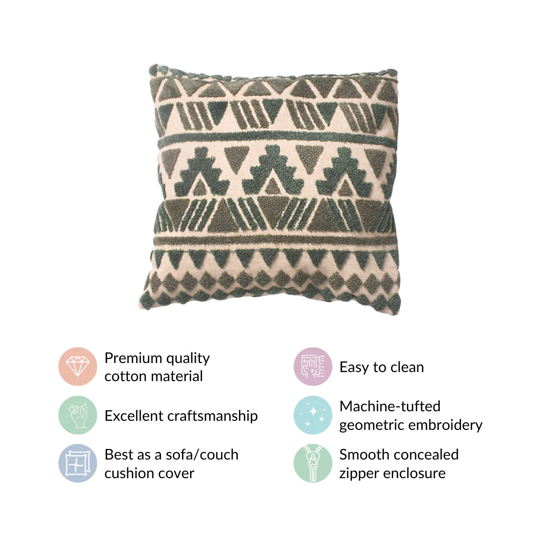 Geometric Tufted Cushion Cover 16x16 Inch - Image 4