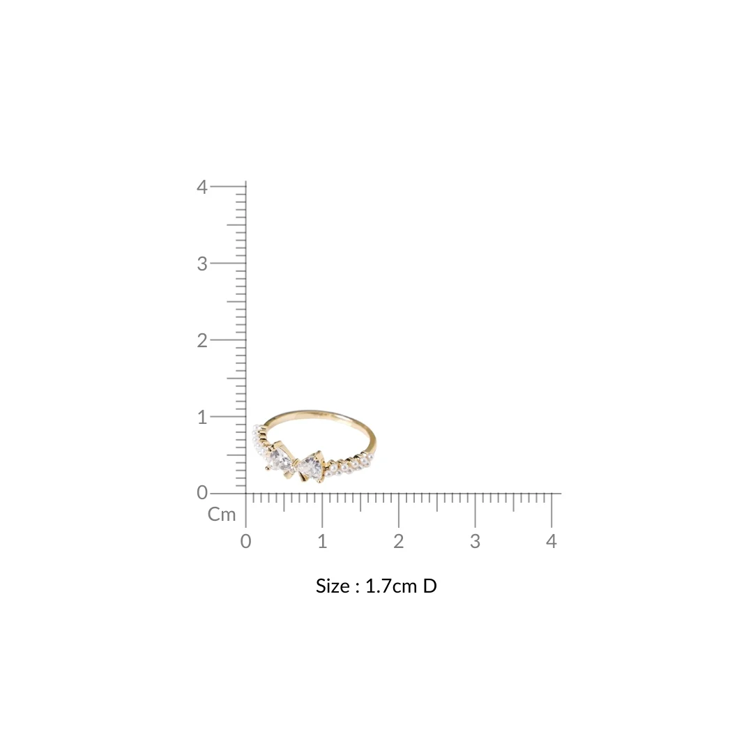 Gilded Bow Charm Pearl Gold Ring - Image 3