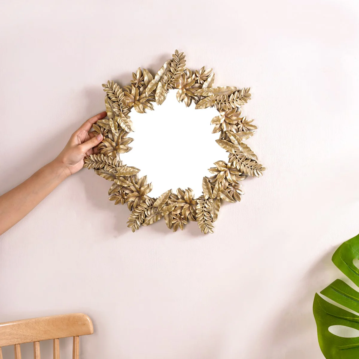 Gilded Leaf Frond Decorative Mirror Gold - Image 3