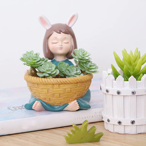Girl With Basket Planter - Image 11
