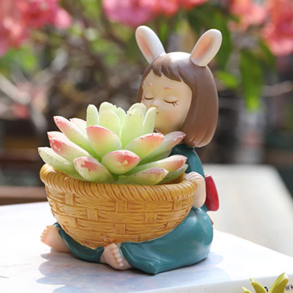 Girl With Basket Planter - Image 13