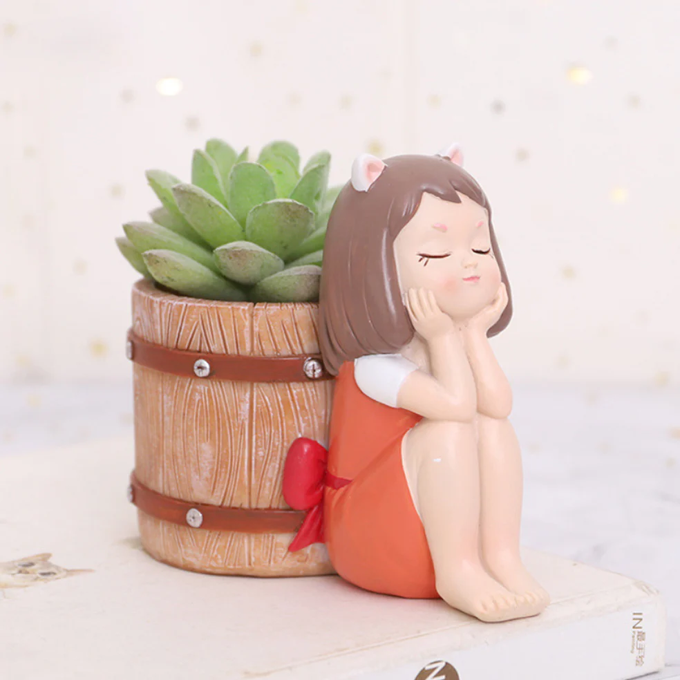 Girl With Basket Planter - Image 20