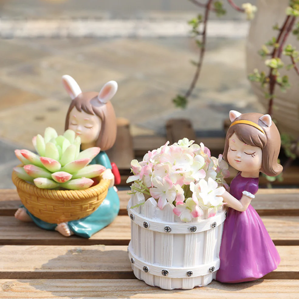 Girl With Basket Planter - Image 6