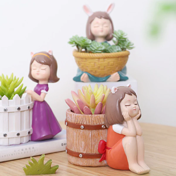 Girl With Basket Planter - Image 7