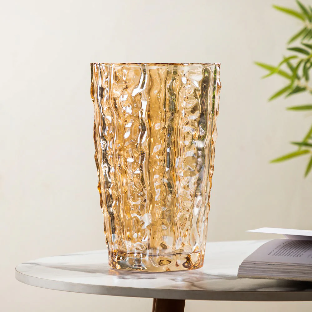 Glacier Glass Vase Amber 11 Inch - Image 5