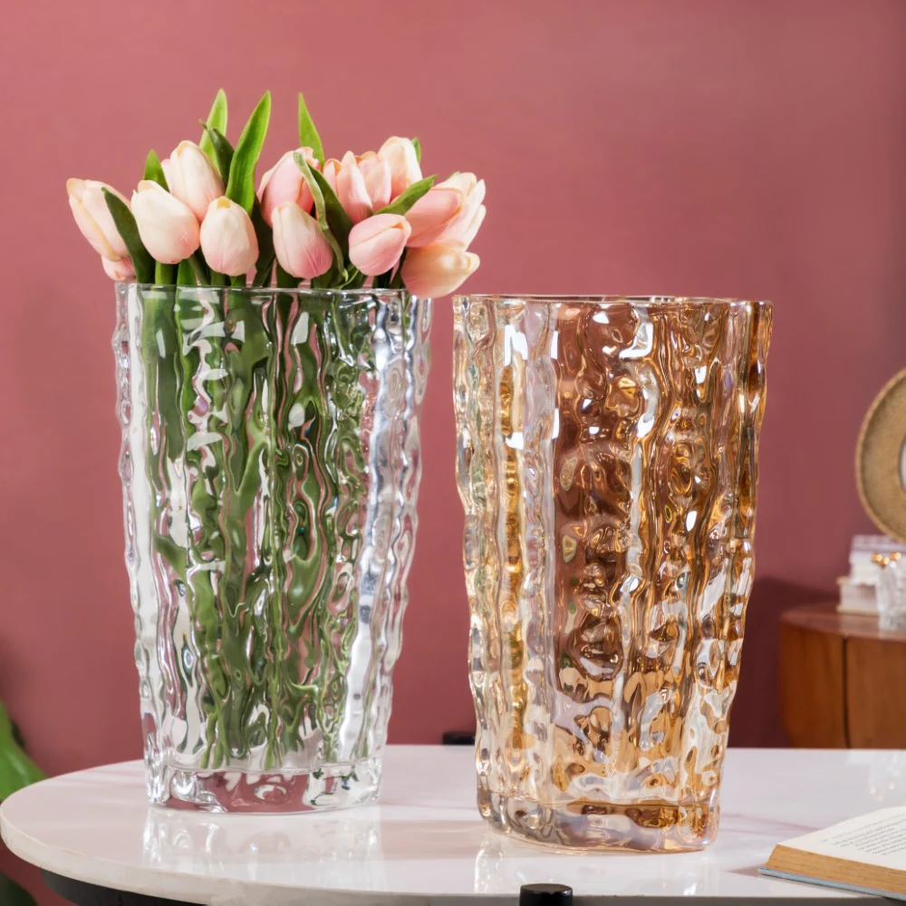 Glacier Glass Vase Amber 11 Inch - Image 6