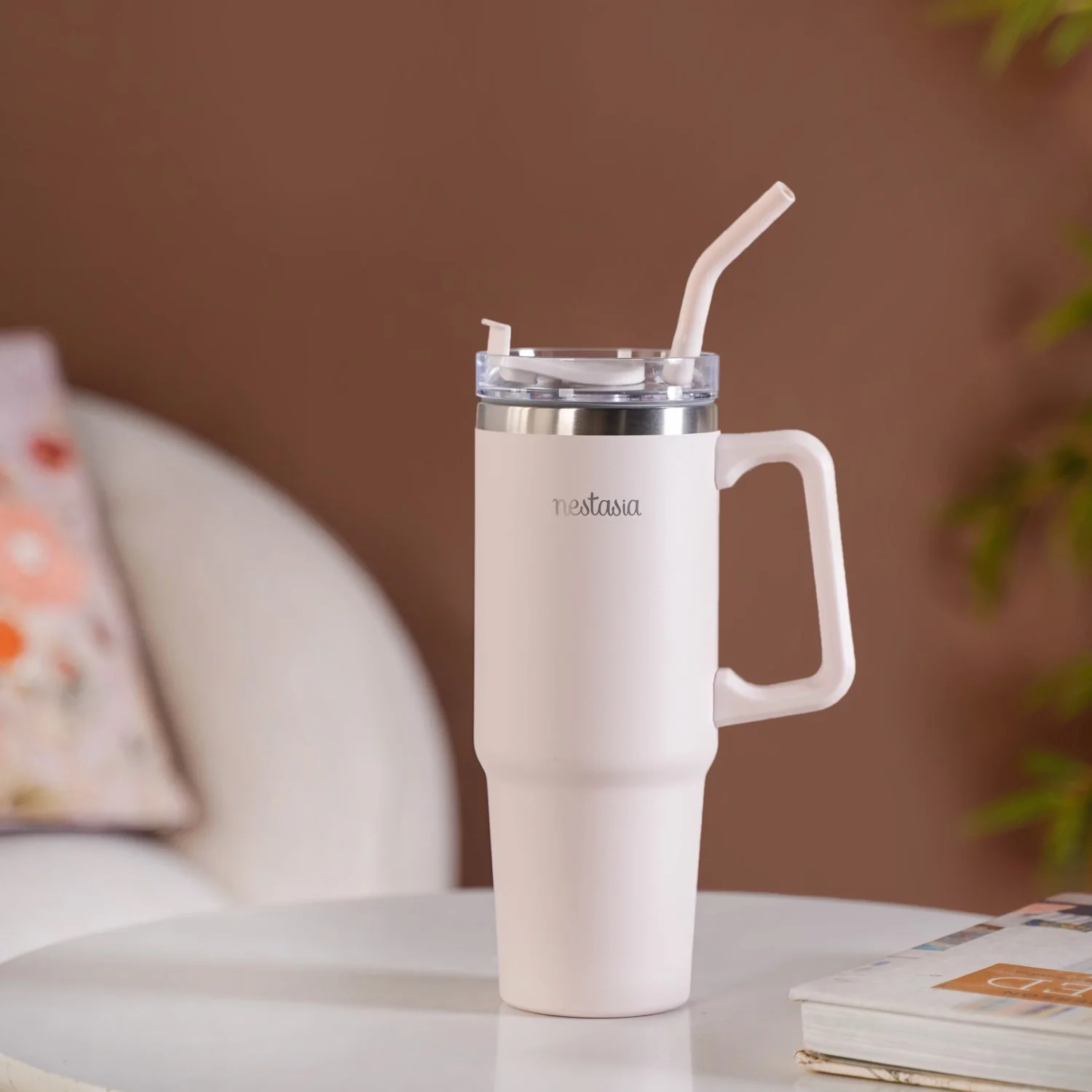 Glacio Double Wall Insulated Trending Sipper Water Bottle Moonbeam White 850ml - Image 2