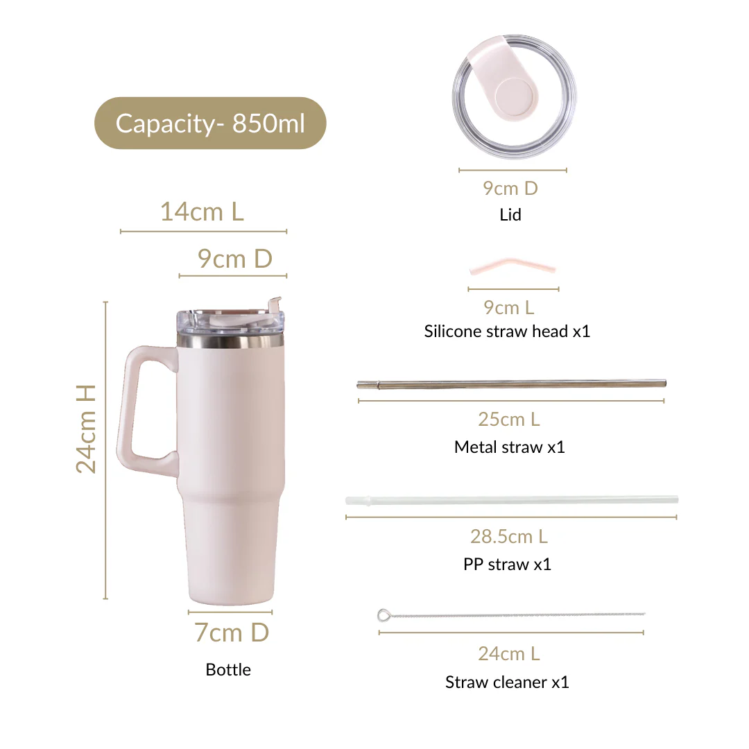 Glacio Double Wall Insulated Trending Sipper Water Bottle Moonbeam White 850ml - Image 5