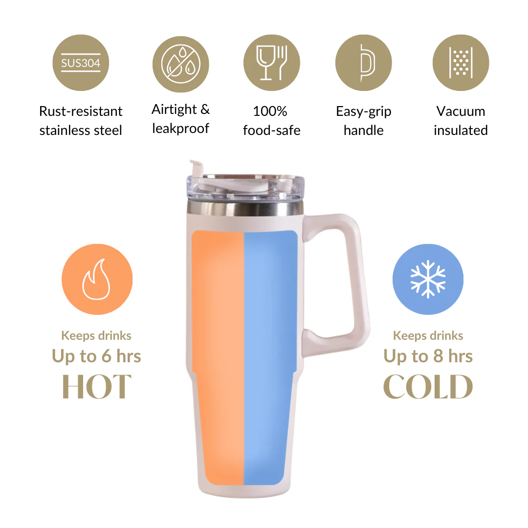 Glacio Double Wall Insulated Trending Sipper Water Bottle Moonbeam White 850ml - Image 6