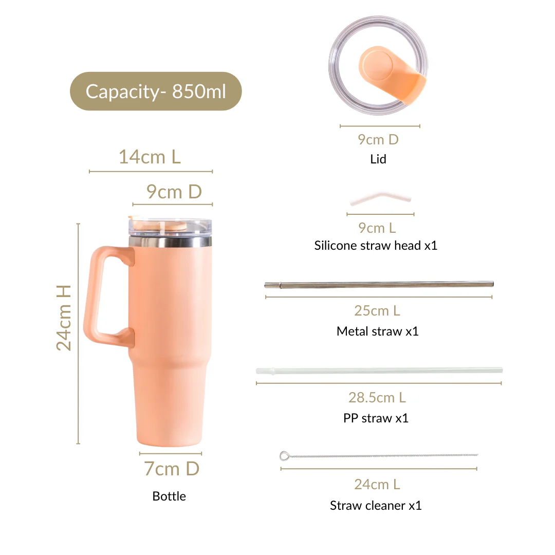 Glacio Spillproof Stainless Steel Water Bottle Soft Apricot 850ml - Image 5
