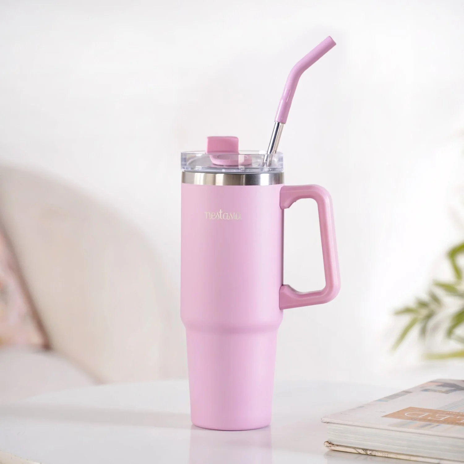 Glacio Stainless Steel Water Bottle Apt For Car Cup Holder Baby Rose 850ml - Image 2