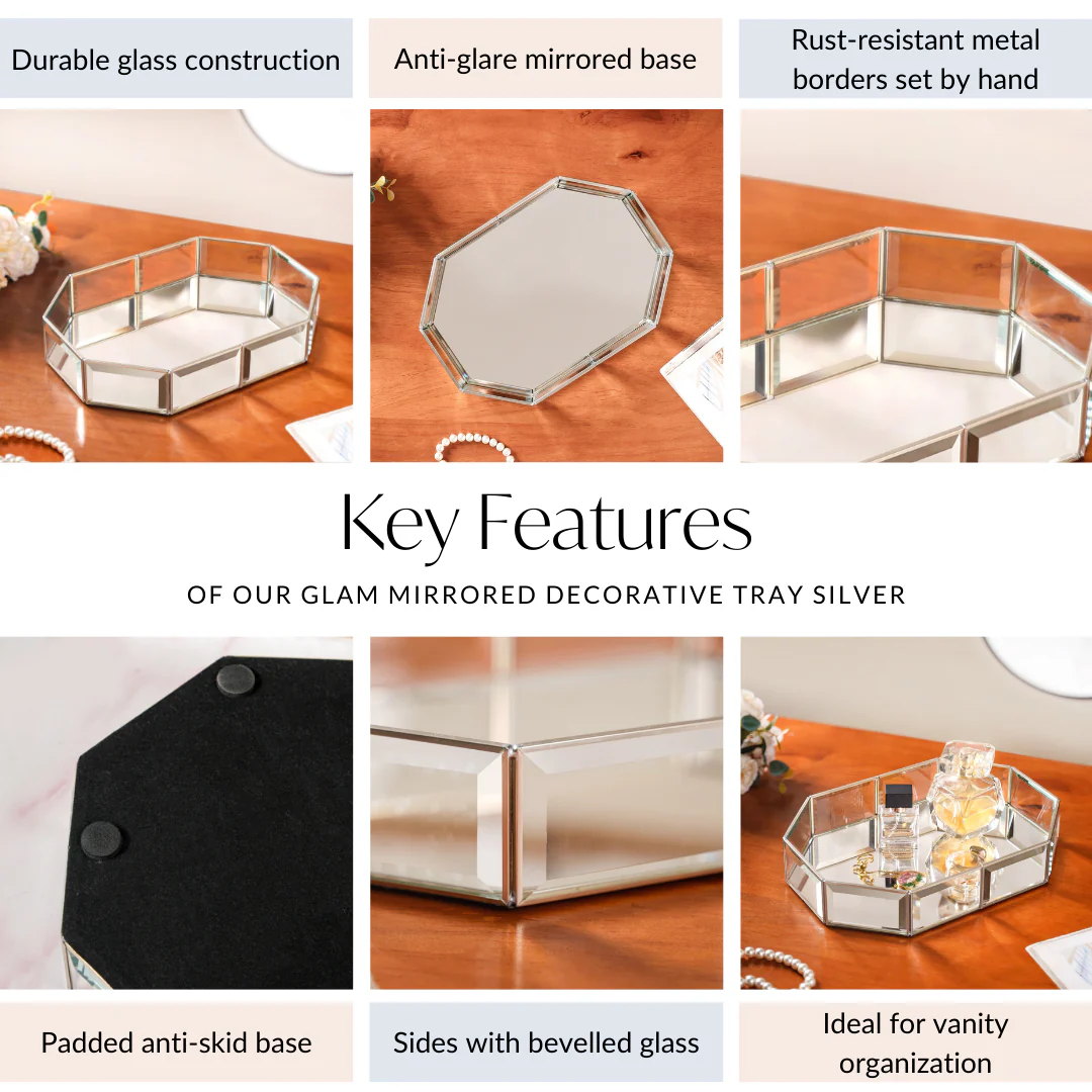 Glam Mirror Decorative Tray Silver - Image 5