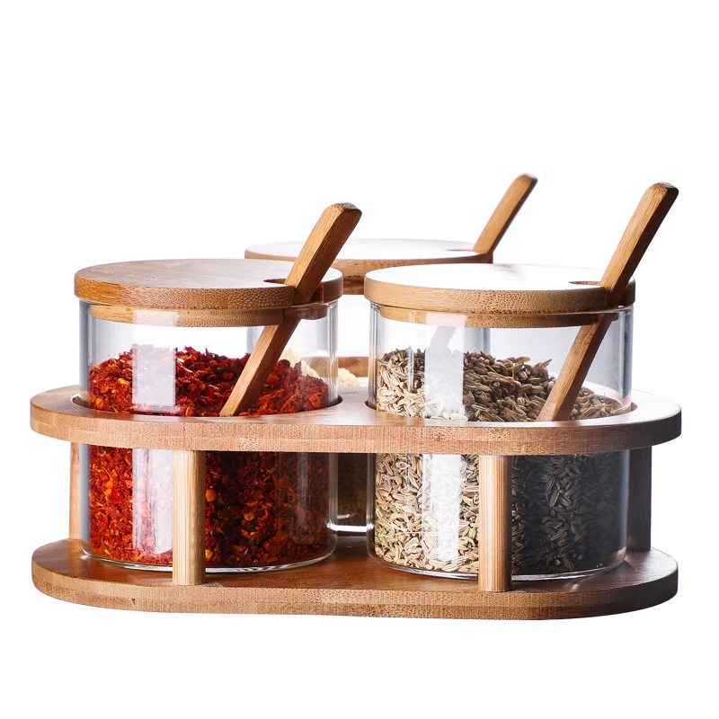 Glass and Wood Storage Jar Set of 3 - Image 7