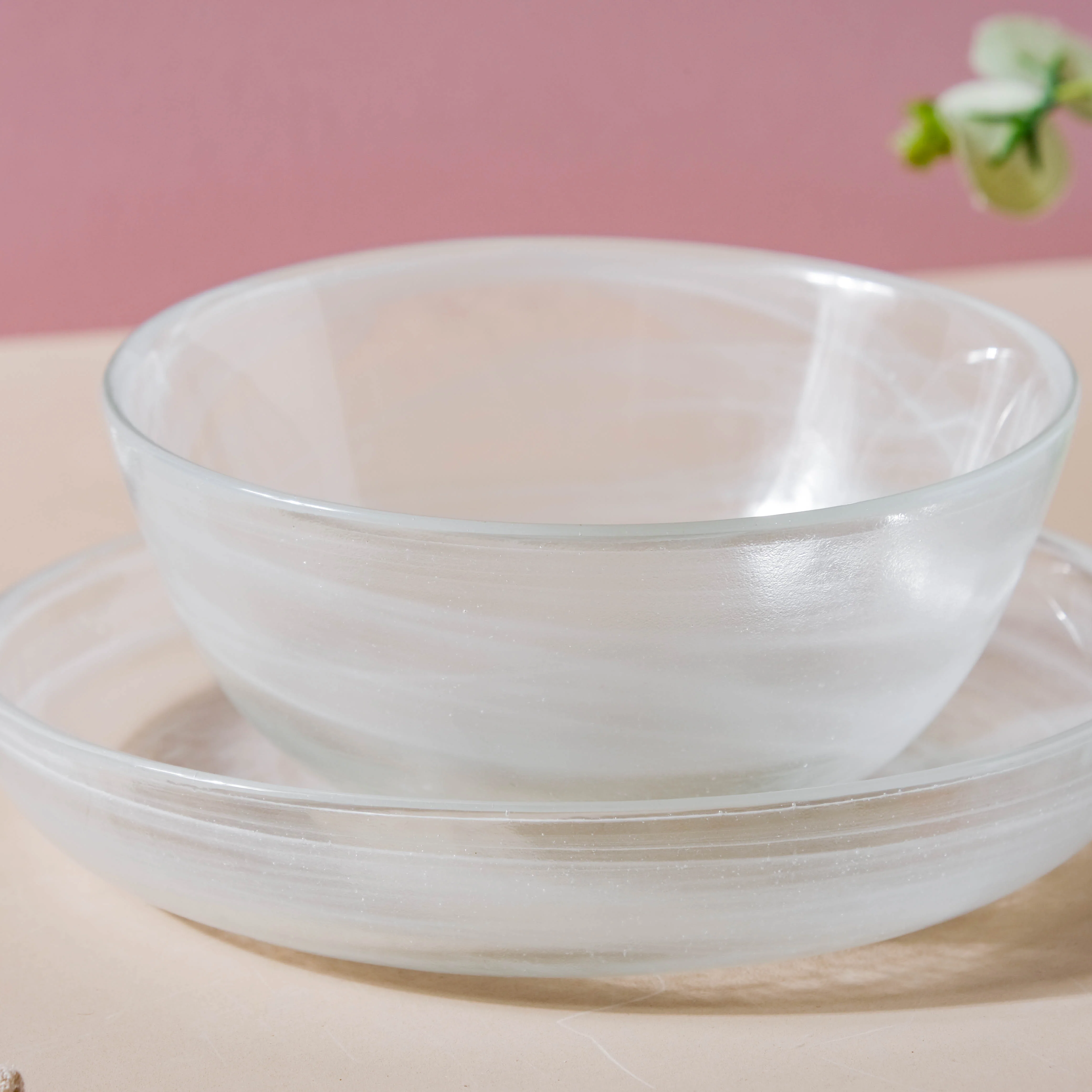 Glass Bowl and Plate Set of 2 - Image 5