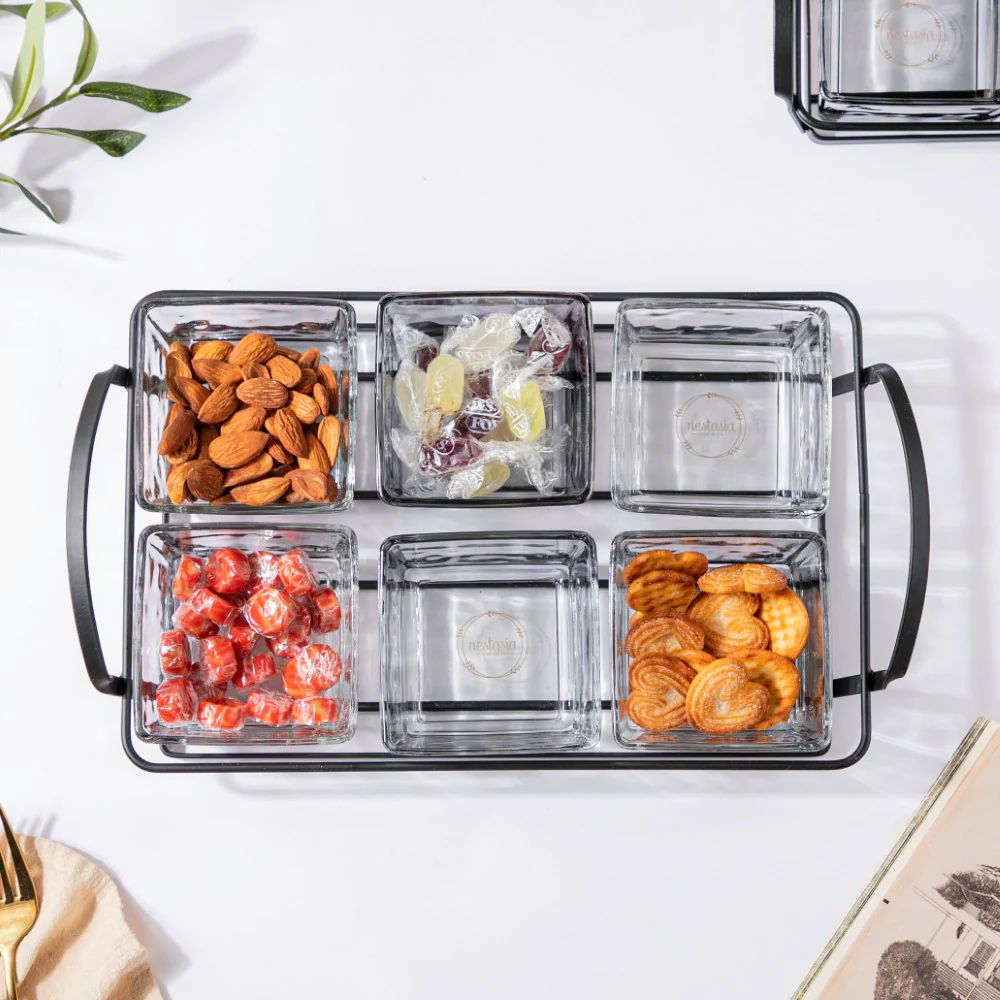 Glass Bowl With Metal Tray Set Of 7 200ml - Image 8