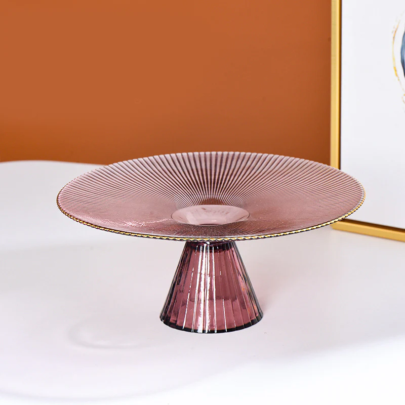 Glass Cake Stand Pink 13 inch - Image 4