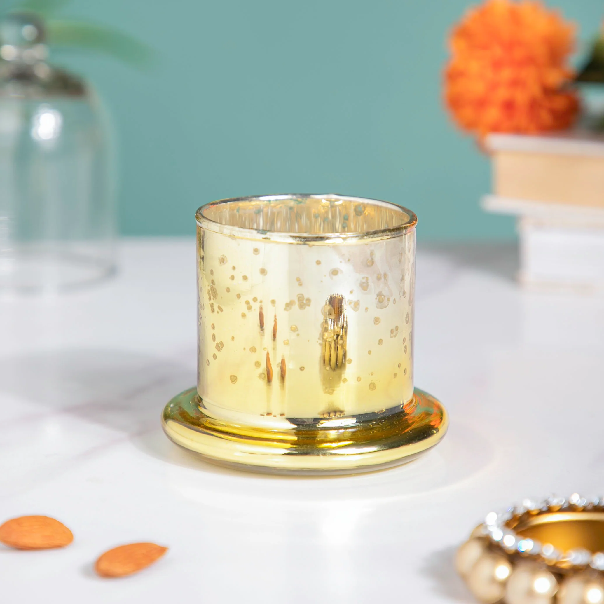Bell Jar Glass Candle Holder Gold - Image 5