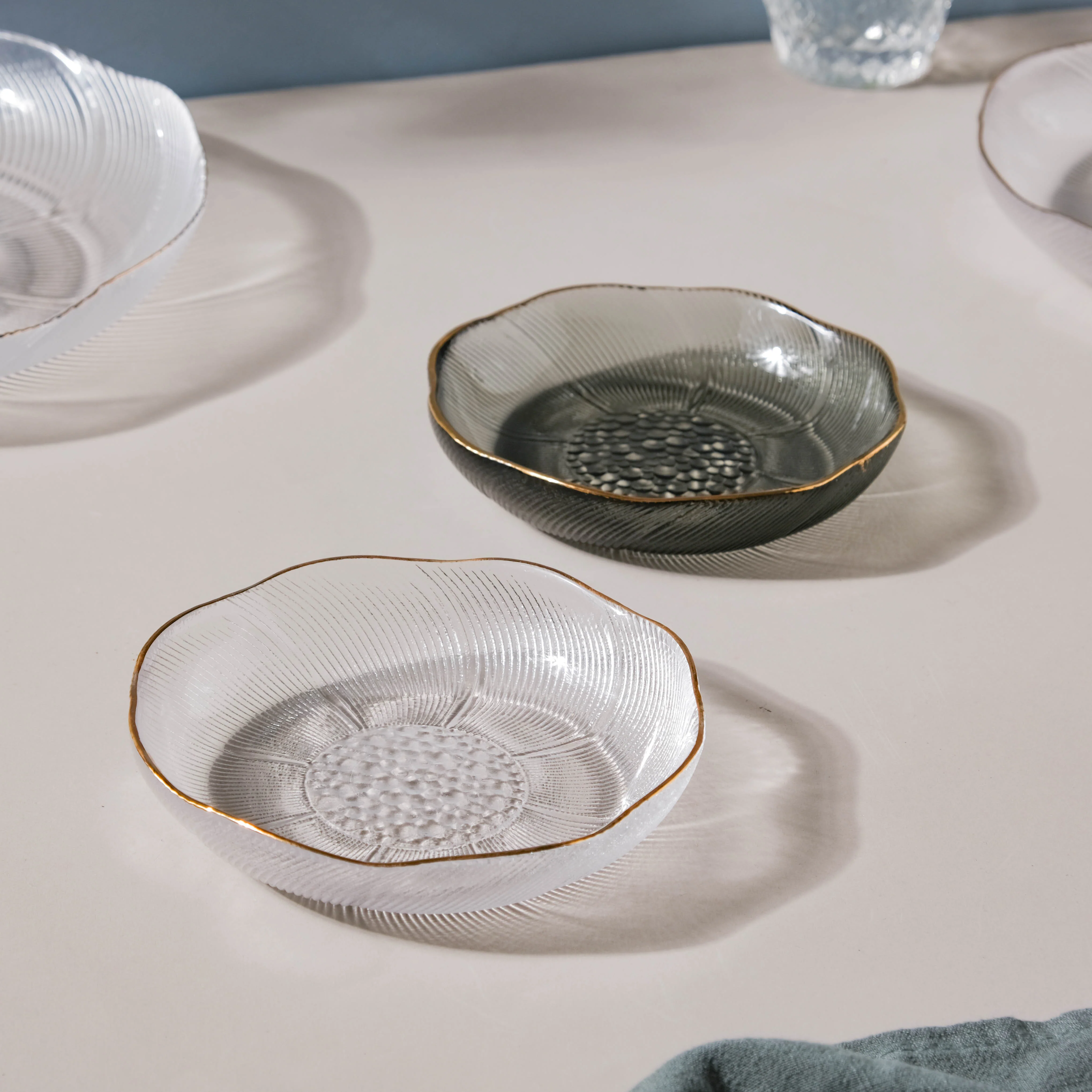 Flower Glass Dessert Plate Grey - Image 6