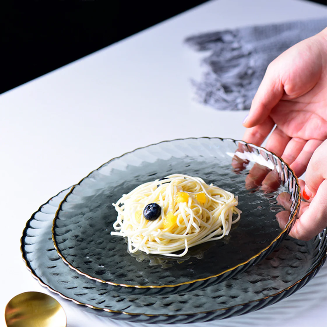 Glass Dinner Plate Grey - Image 8