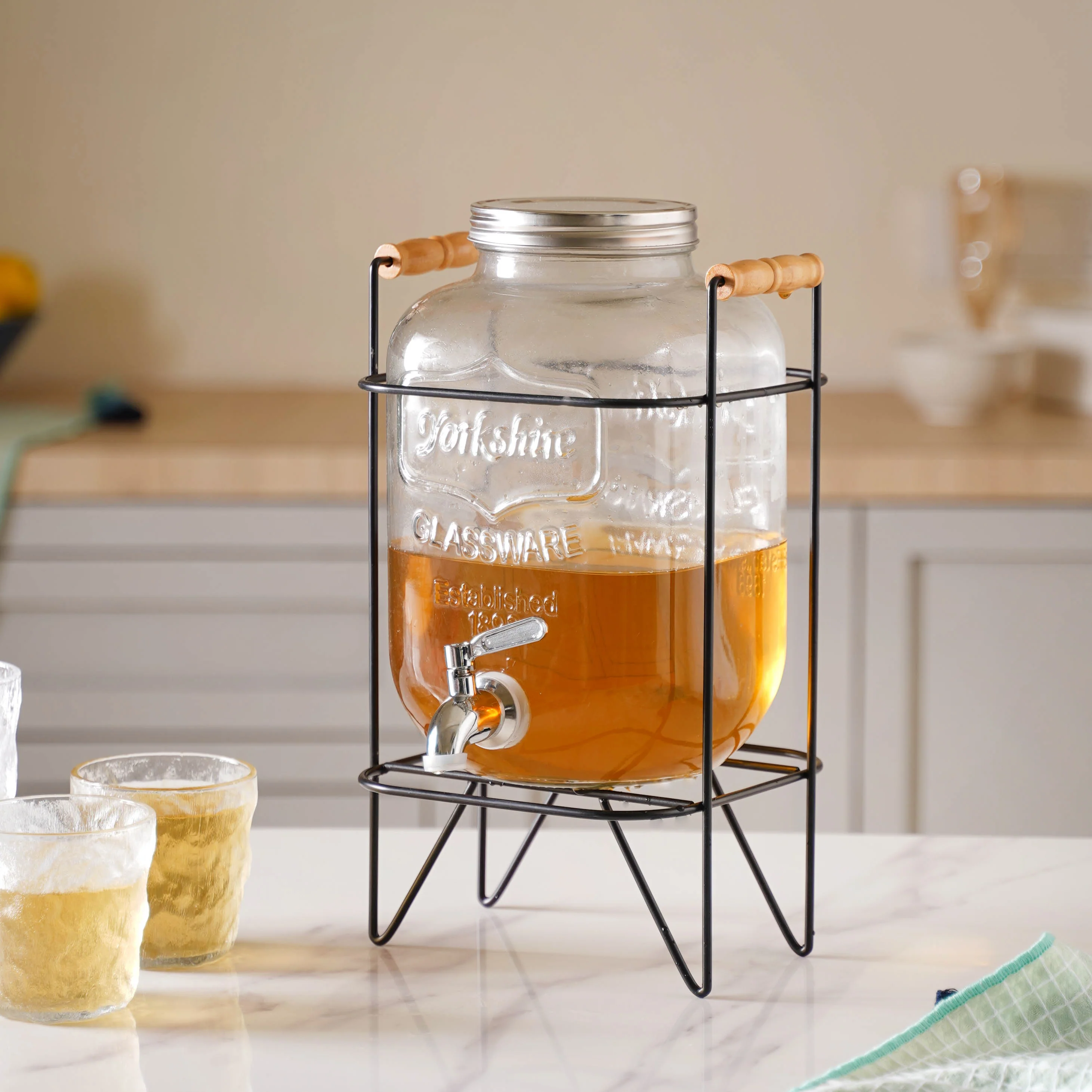 Glass Drink Dispenser With Stand - Image 6