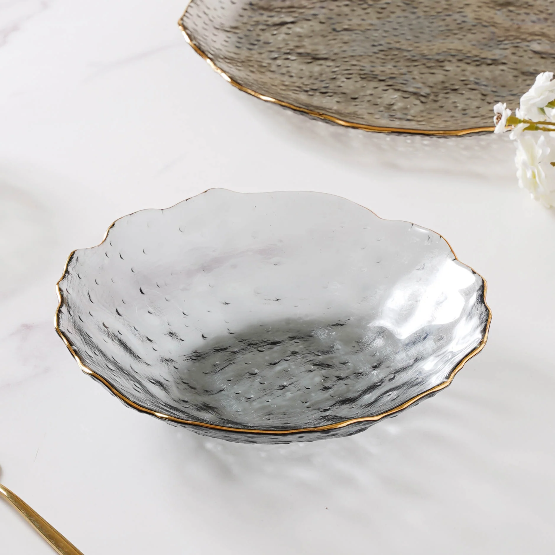 Glass Grey Dish Set of 3 - Image 9