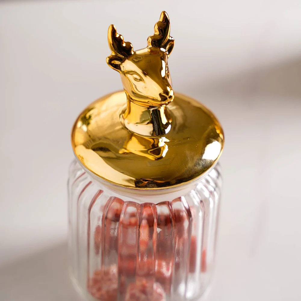Glass Jar With Deer Lid - Image 4