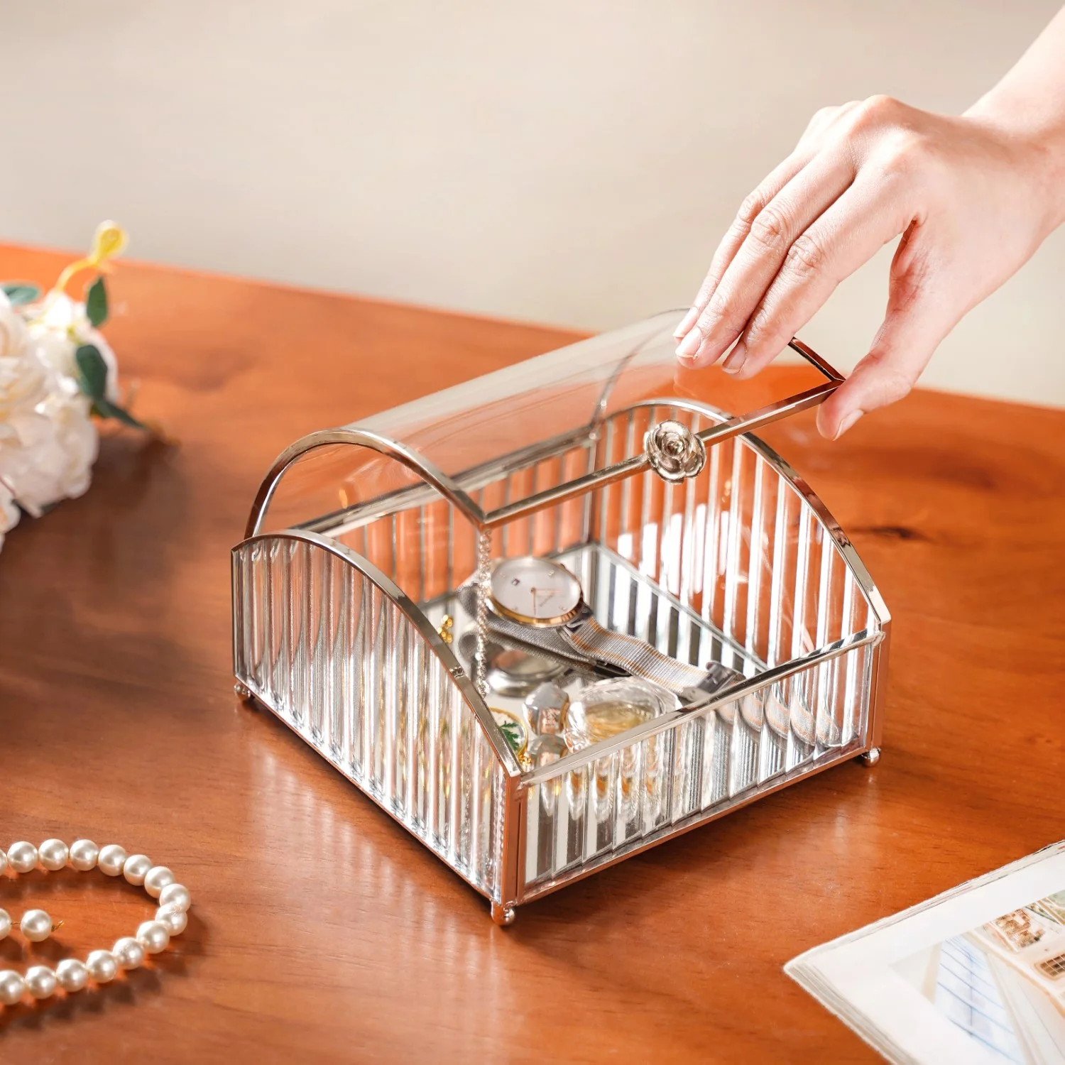 Glass Jewellery Box With Silver Frame - Image 3