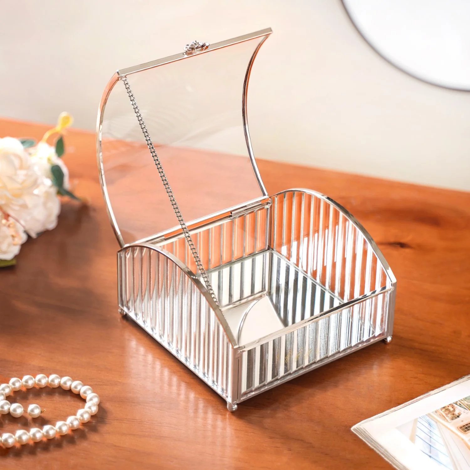 Glass Jewellery Box With Silver Frame - Image 9