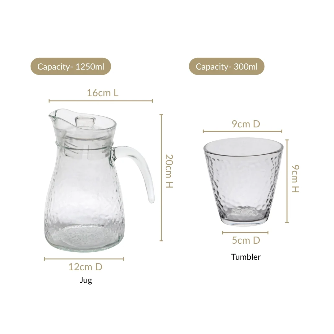 Glass Jug And Tumbler Set Of 5 - Image 3
