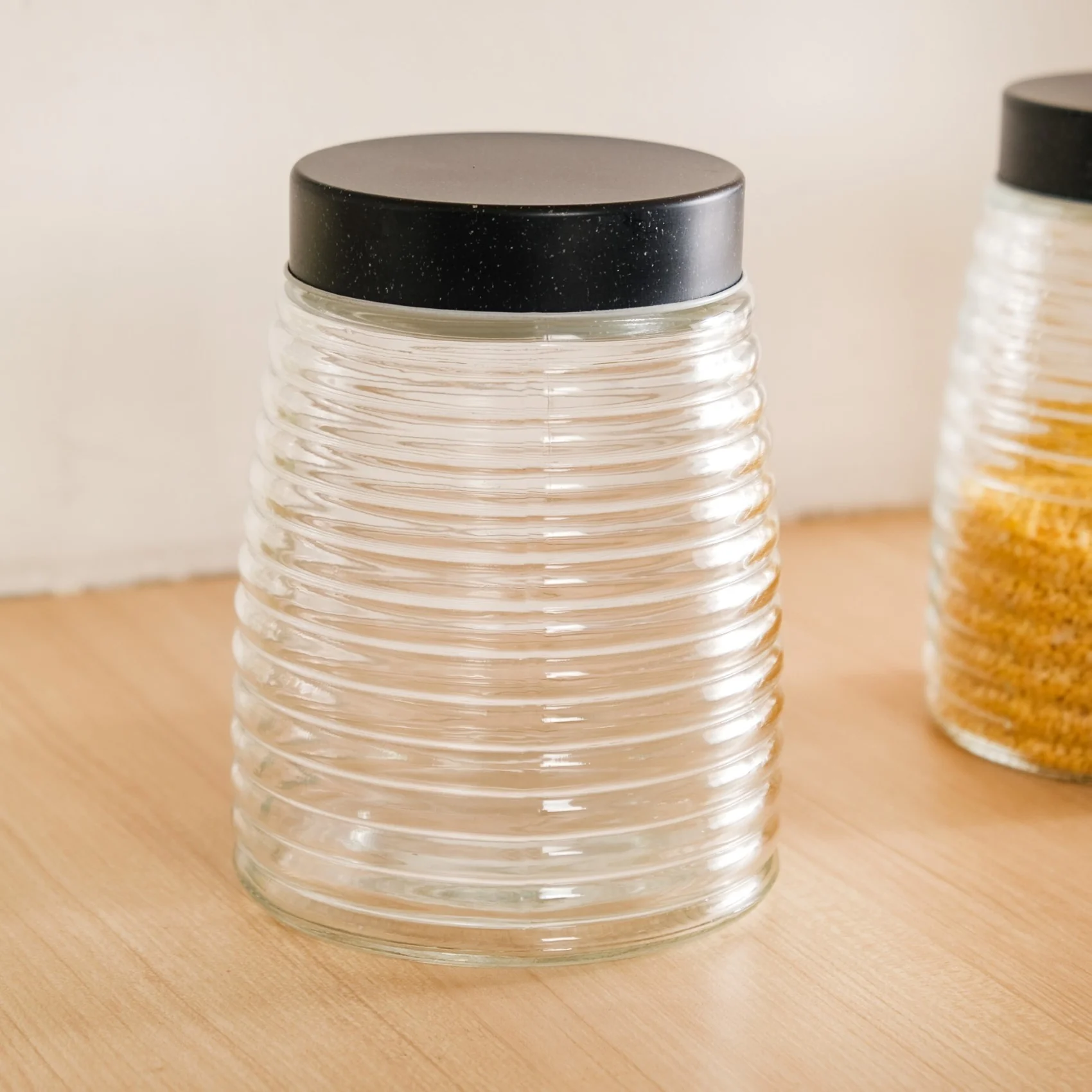 Glass Kitchen Jars With Lid Set Of 4 Rings Design 1400ml - Image 12