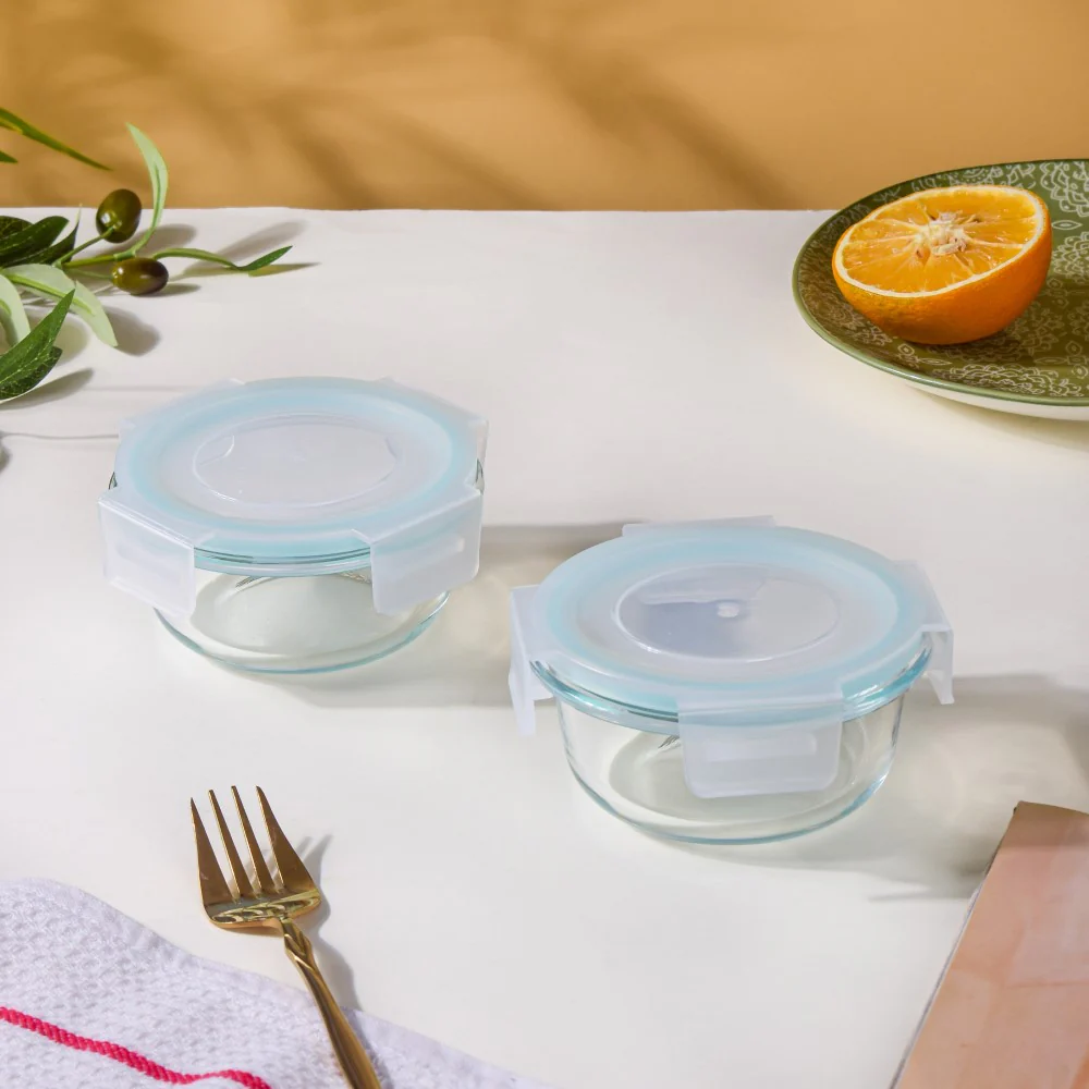Glass Lunch Box With Lid Round Small Set Of 2 200ml - Image 3