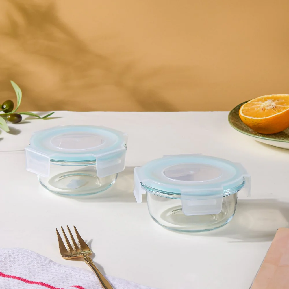Glass Lunch Box With Lid Round Small Set Of 2 200ml - Image 7