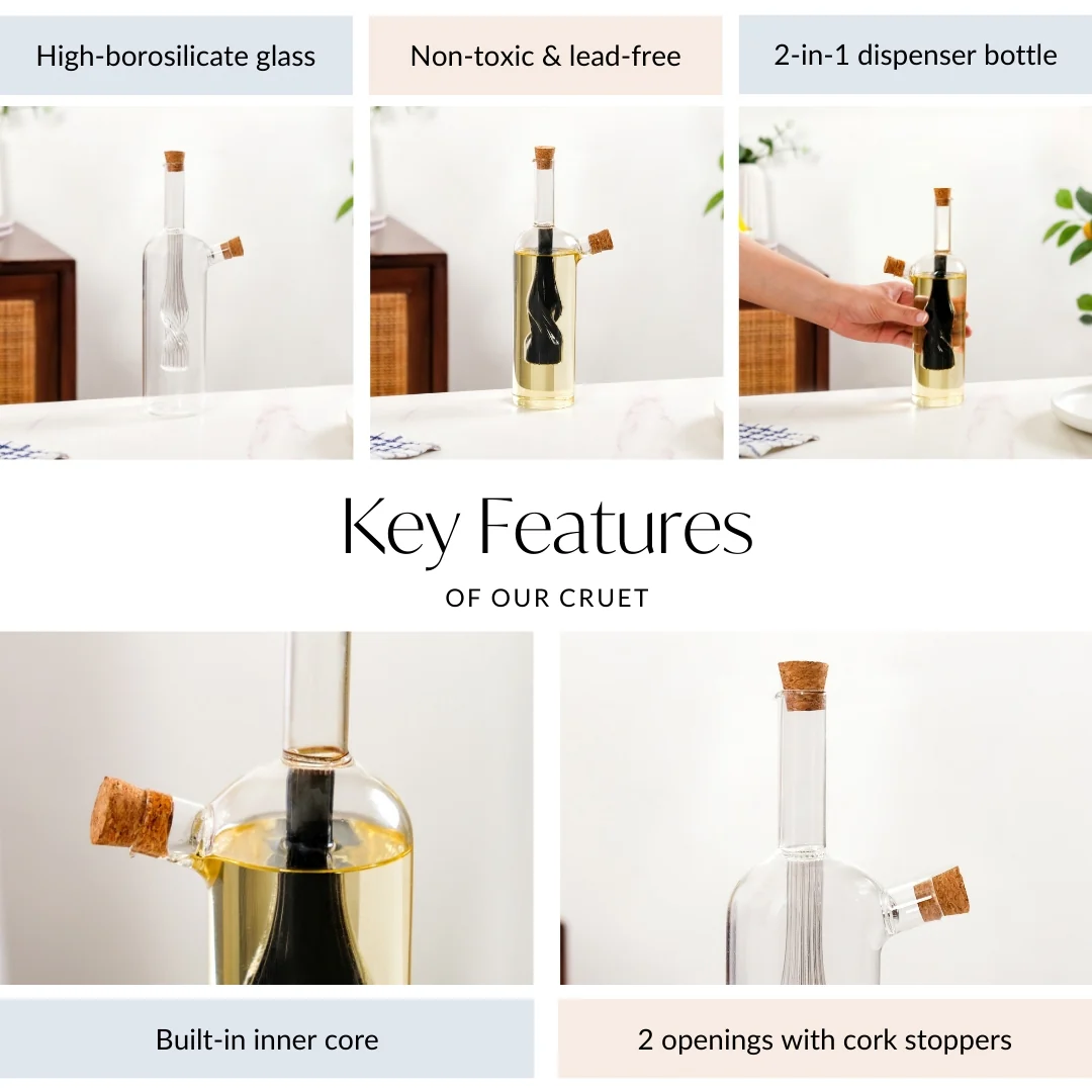 Luxe Olive Oil Cruet Bottle For Infused Oils And Italian Seasoning - Image 4