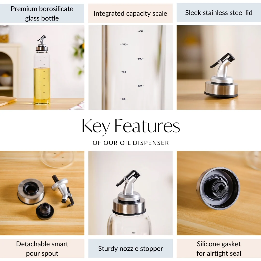 Glass Oil Dispenser Bottle With Measurement Marking 750ml - Image 5
