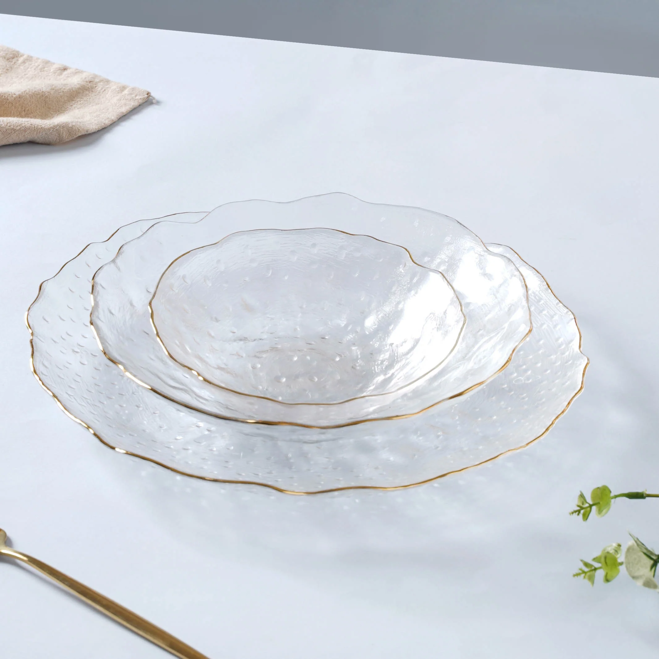 Glass Plate and Bowl Set of 3 - Image 4