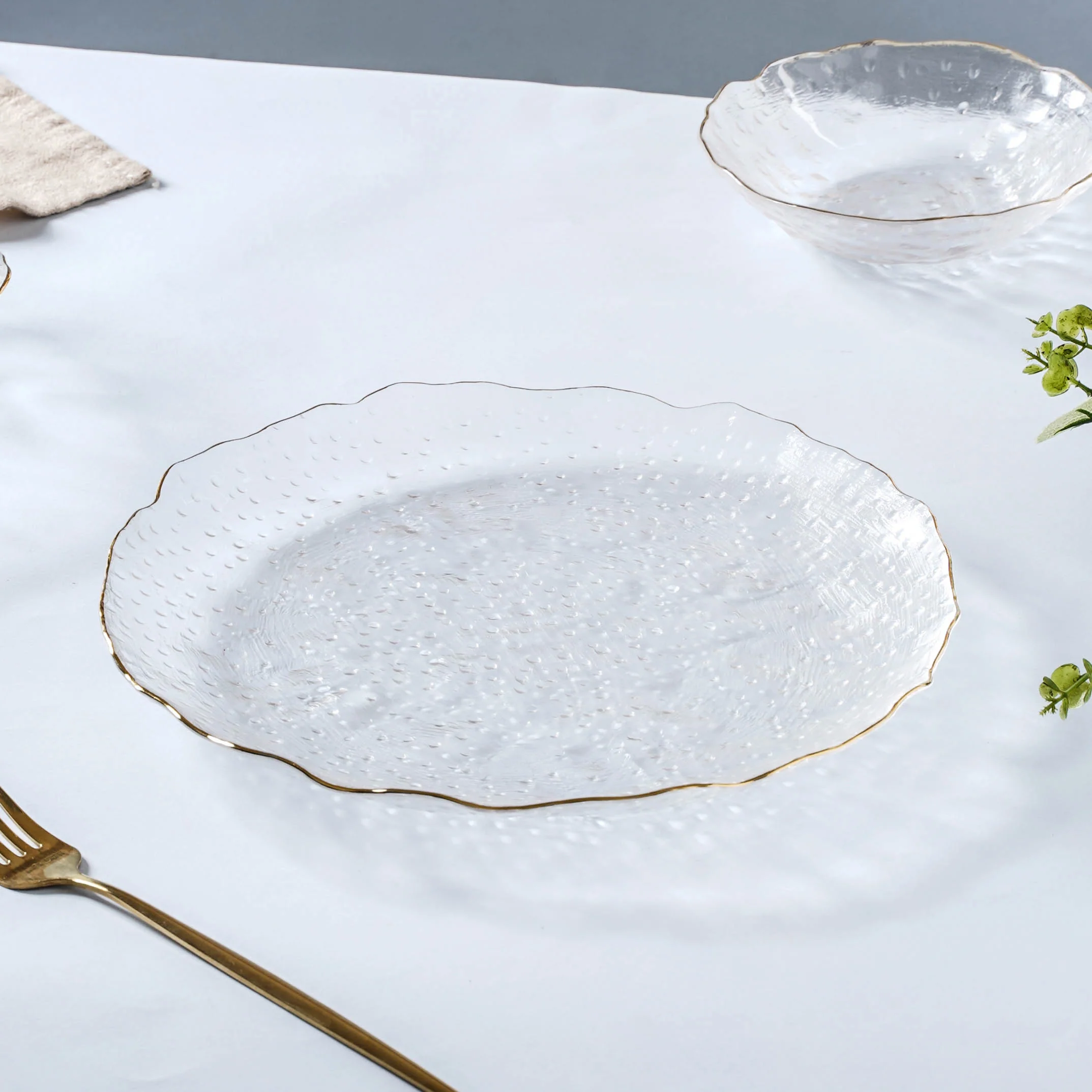 Glass Plate and Bowl Set of 3 - Image 7