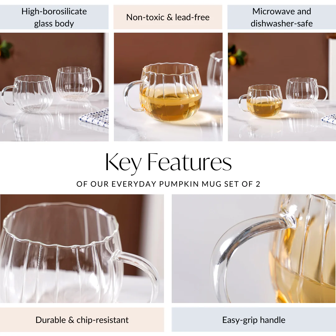 Glass Pumpkin Mug Set Of 2 400ml - Image 4