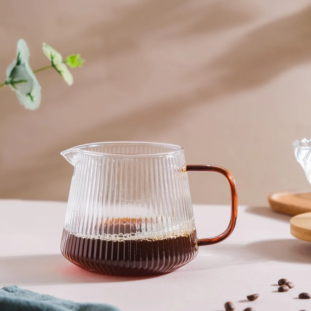 Glass Ribbed Coffee Pot 700ml - Image 3