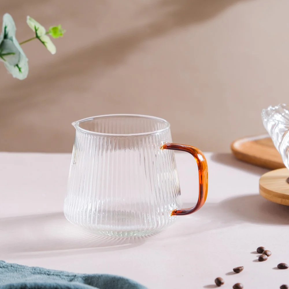 Glass Ribbed Coffee Pot 700ml - Image 5