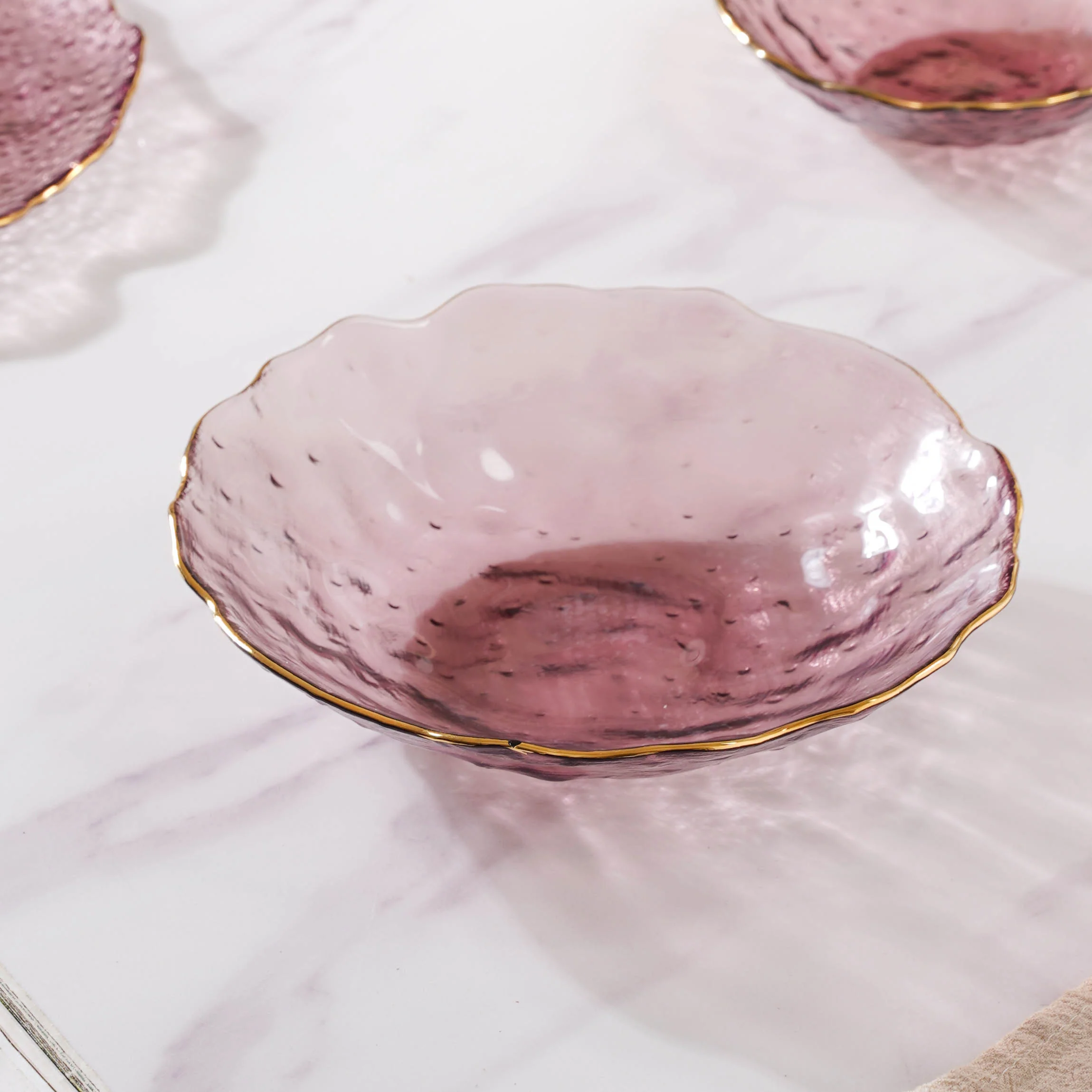 Glass Rose Dish Set of 3 - Image 9