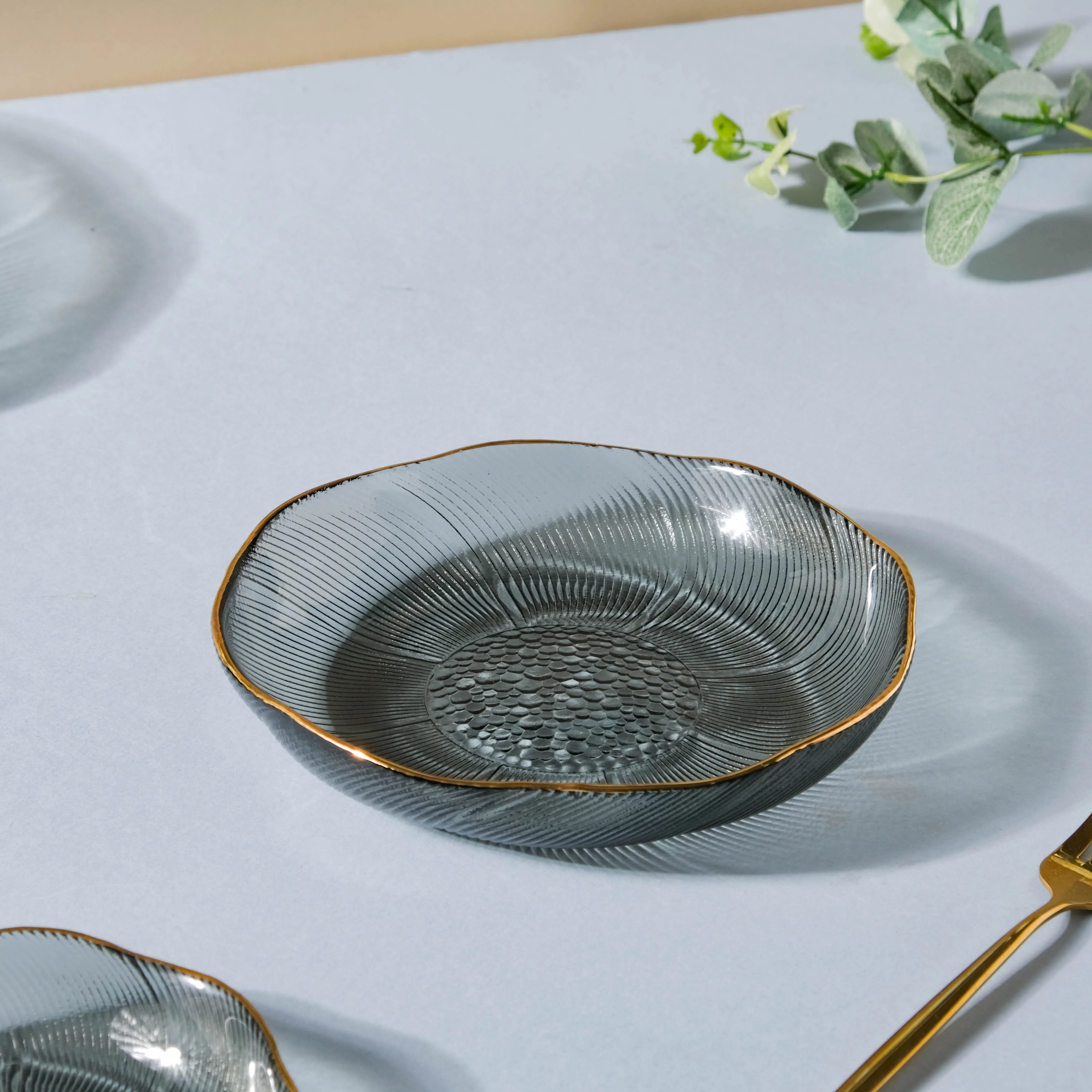 Glass Snack Plate Grey - Image 6