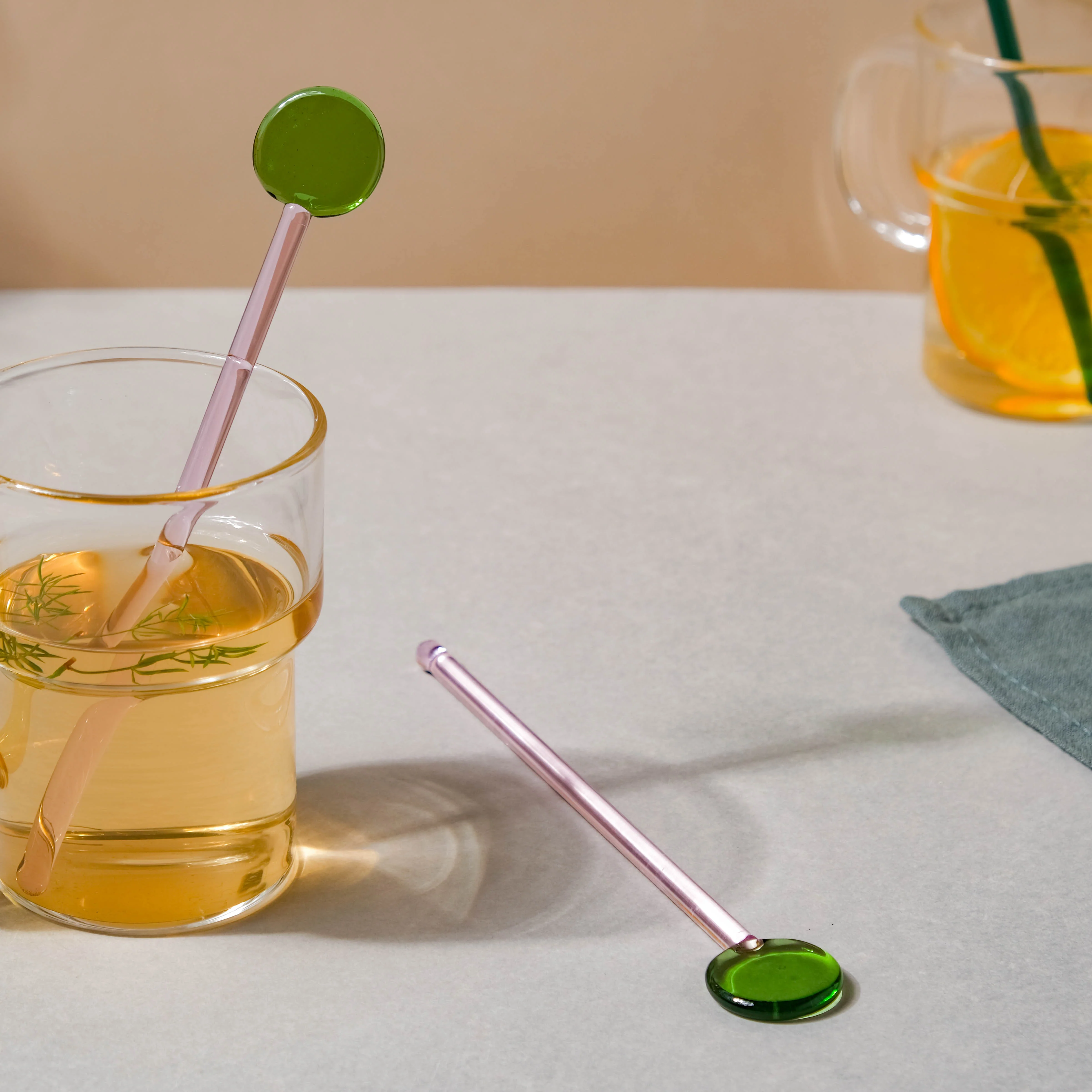 Glass Stirring Spoon Set of 2 Green - Image 4