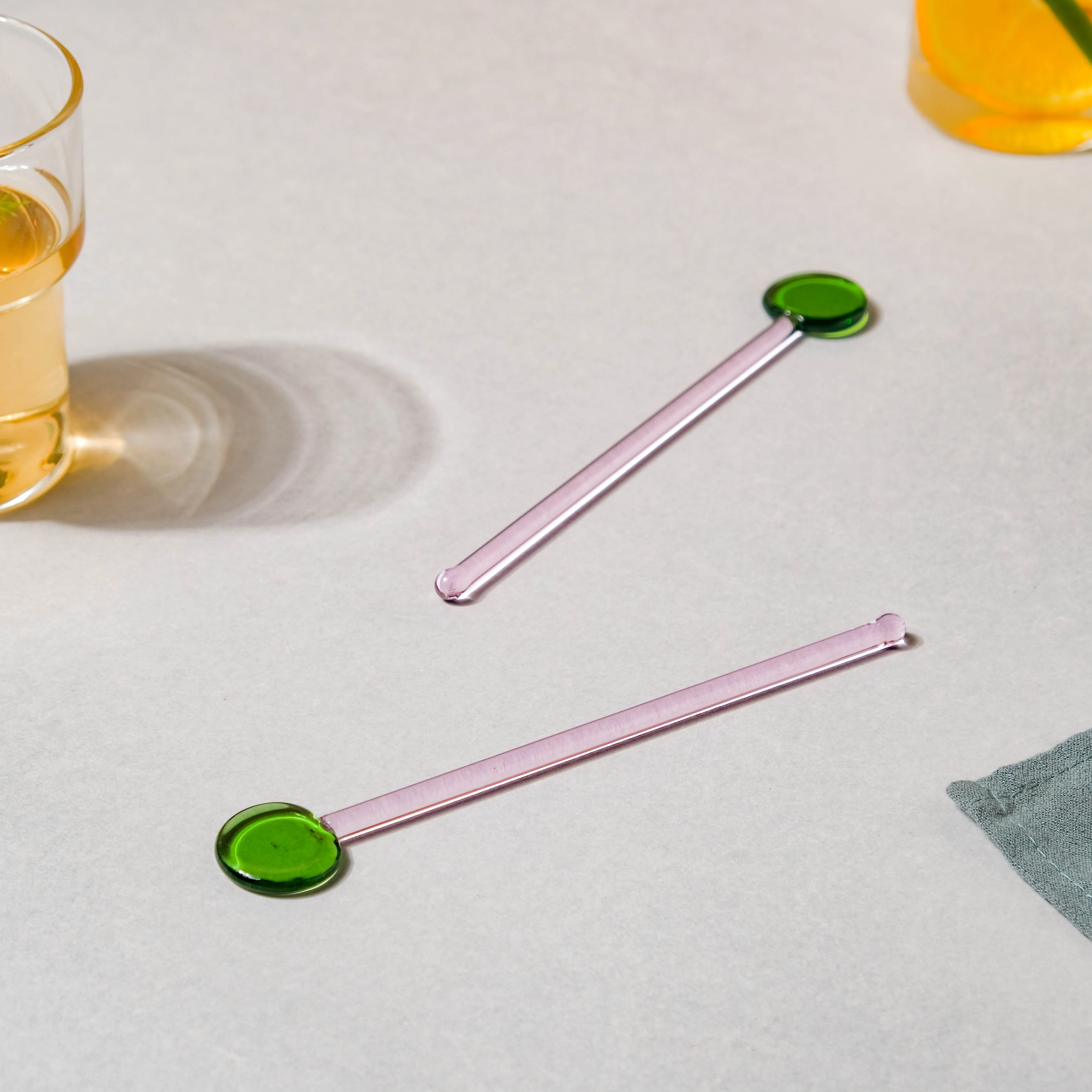 Glass Stirring Spoon Set of 2 Green - Image 5