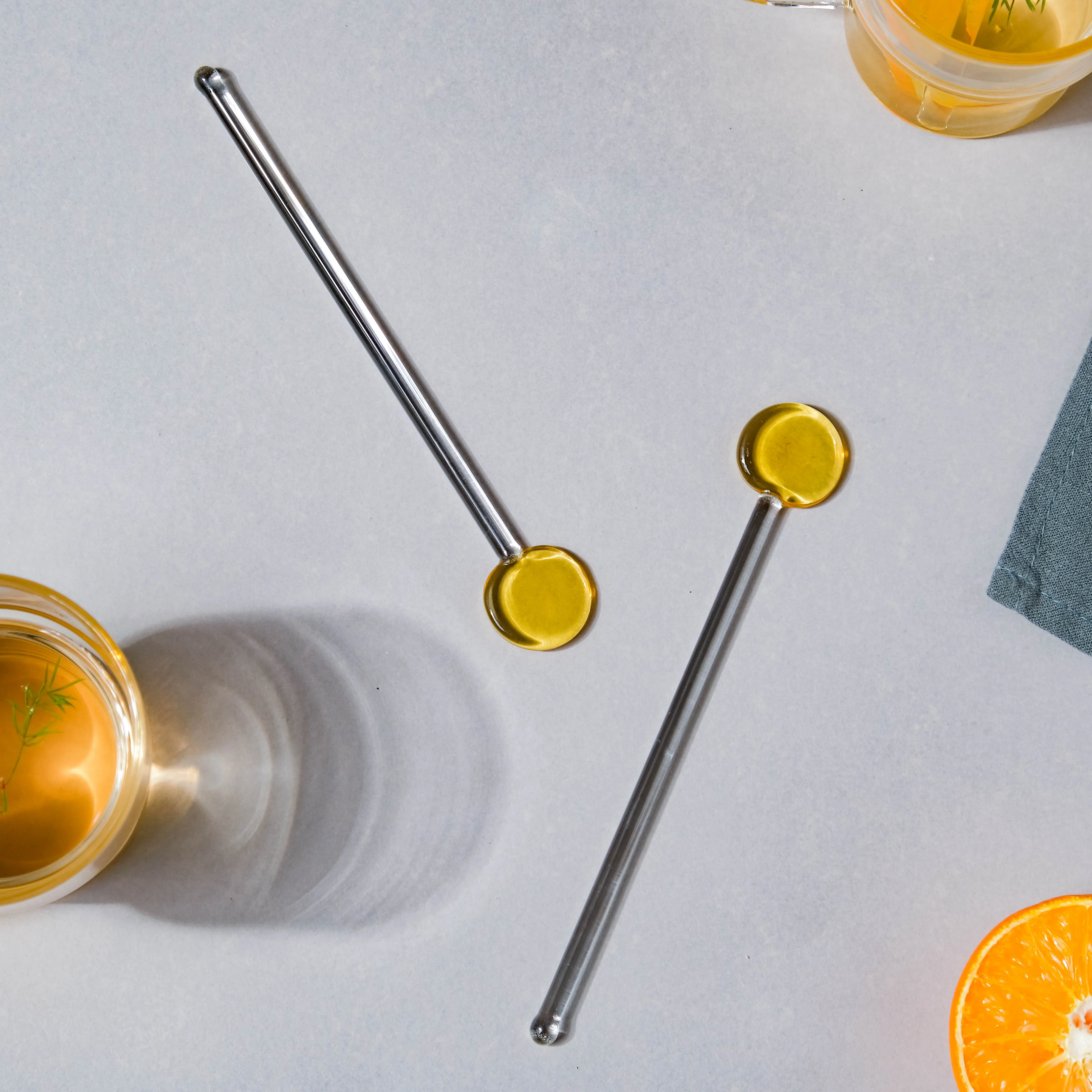 Glass Stirring Spoon Set of 2 Yellow - Image 2