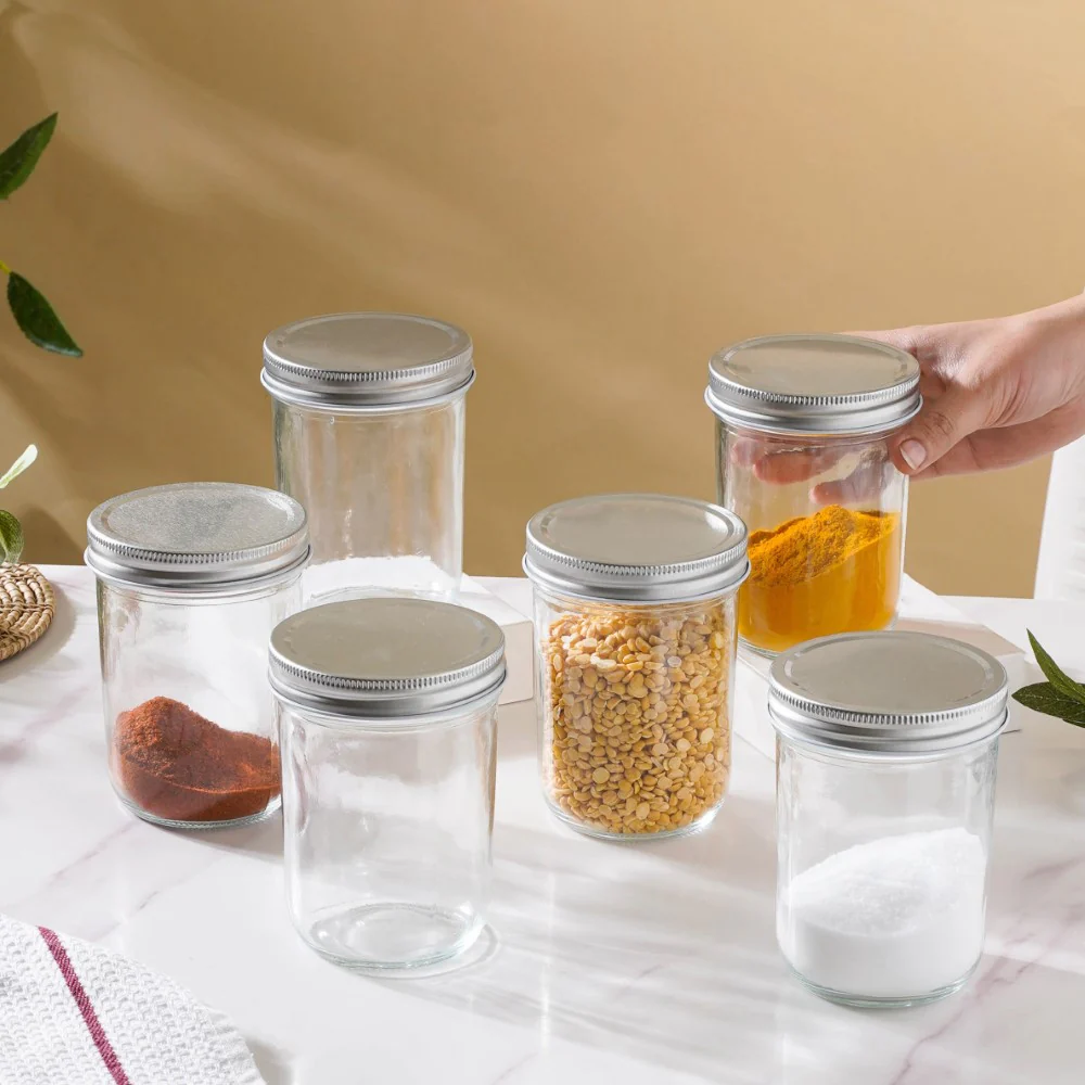 Glass Storage Jars With Lid Set Of 6 Large 400ml - Image 2