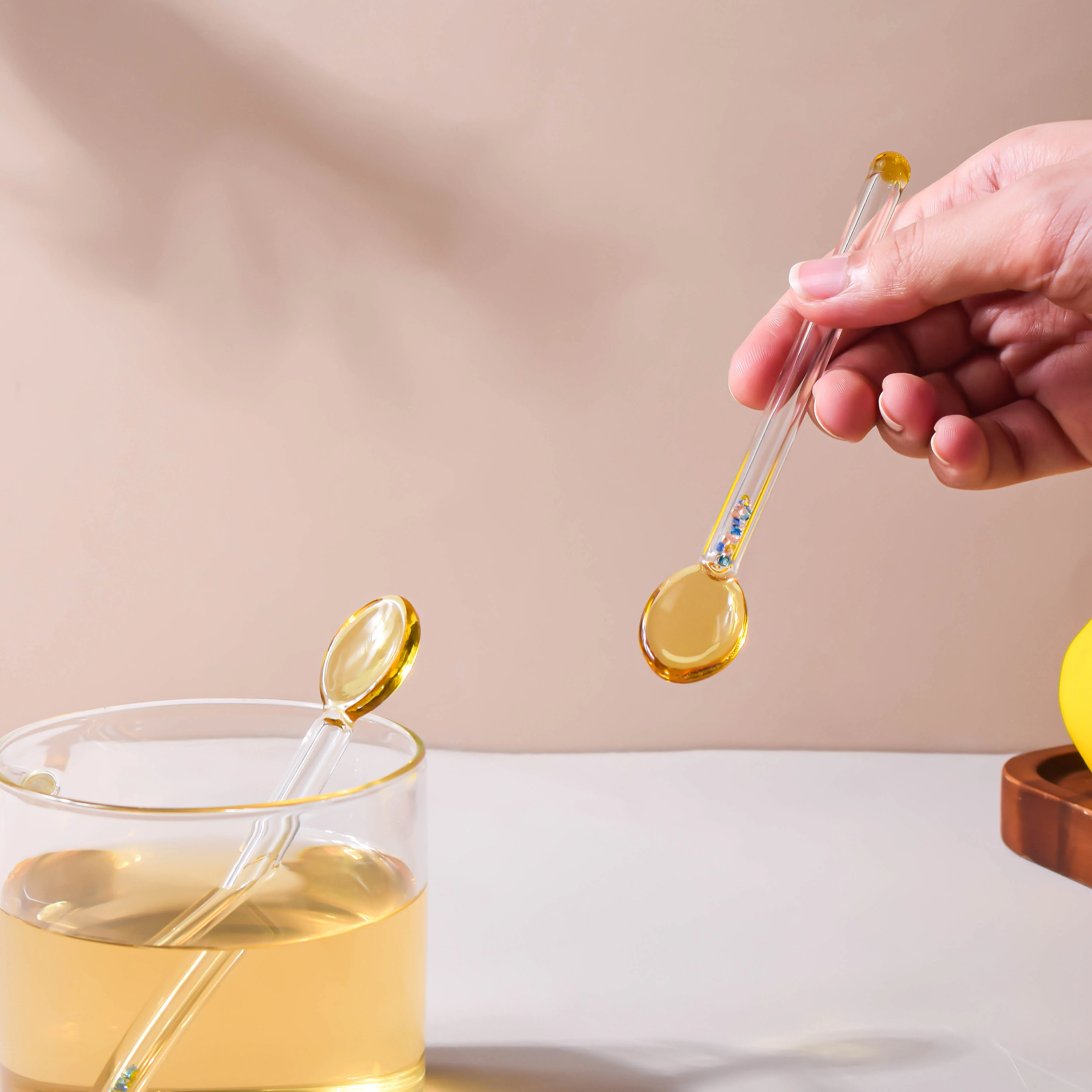 Glass Tea Spoon Set of 2 Yellow - Image 2