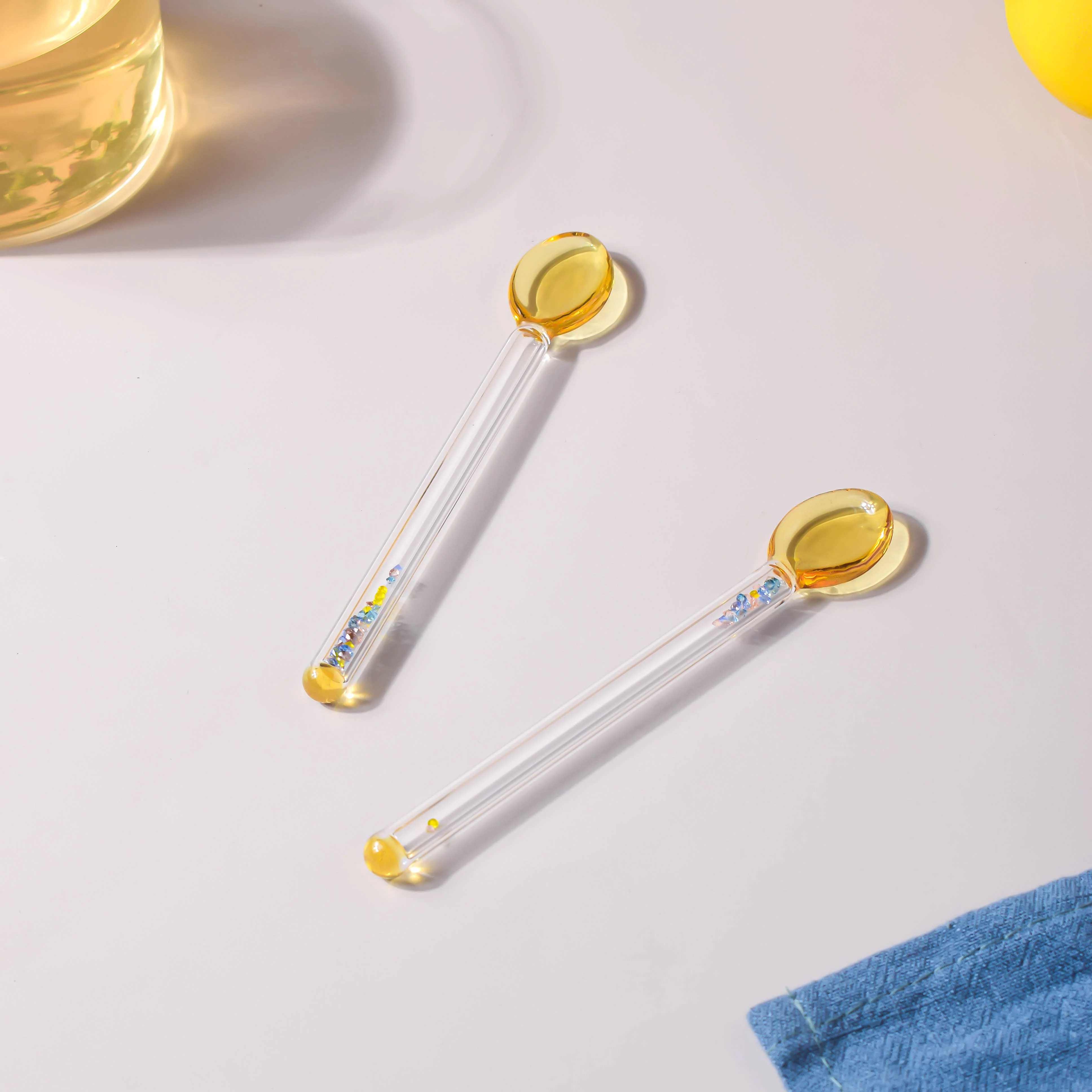 Glass Tea Spoon Set of 2 Yellow - Image 4