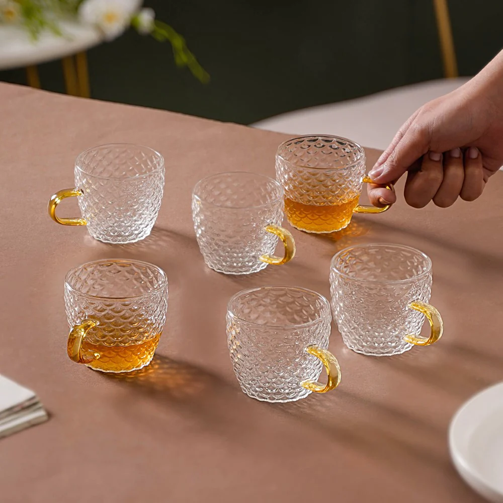 Glass Teacup Set of 6 - Image 3
