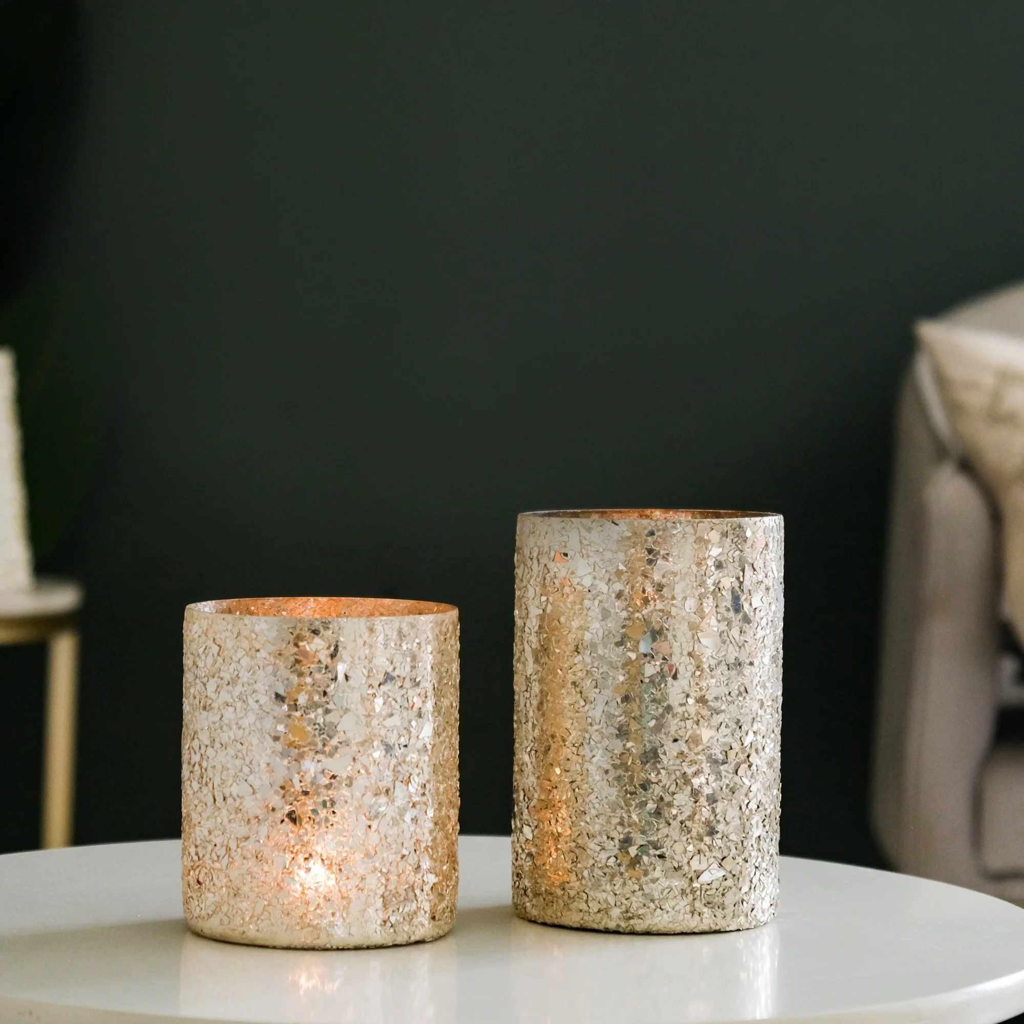 Glass Votive Champagne Silver Set Of 2 - Image 2