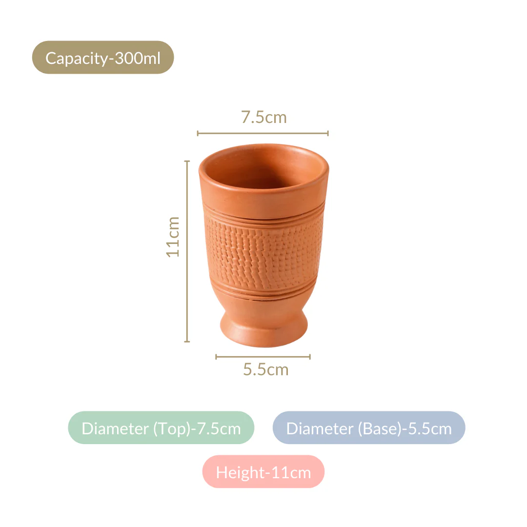 Glaze Free Terracotta Clay Tumblers Set Of 4 300ml - Image 3
